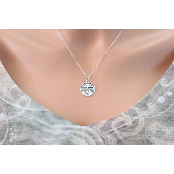 Sterling Silver Mountain Charm with Bronze Lightning Pendant Necklace - Picture 2 of 6